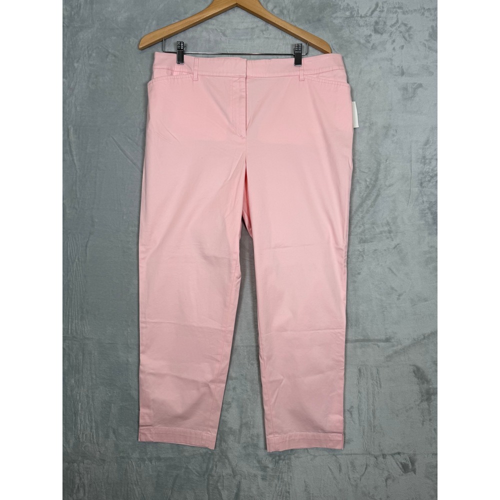 New Talbots Perfect Crop Pants 12 Pink Slim Leg Cotton Stretch Business Casual